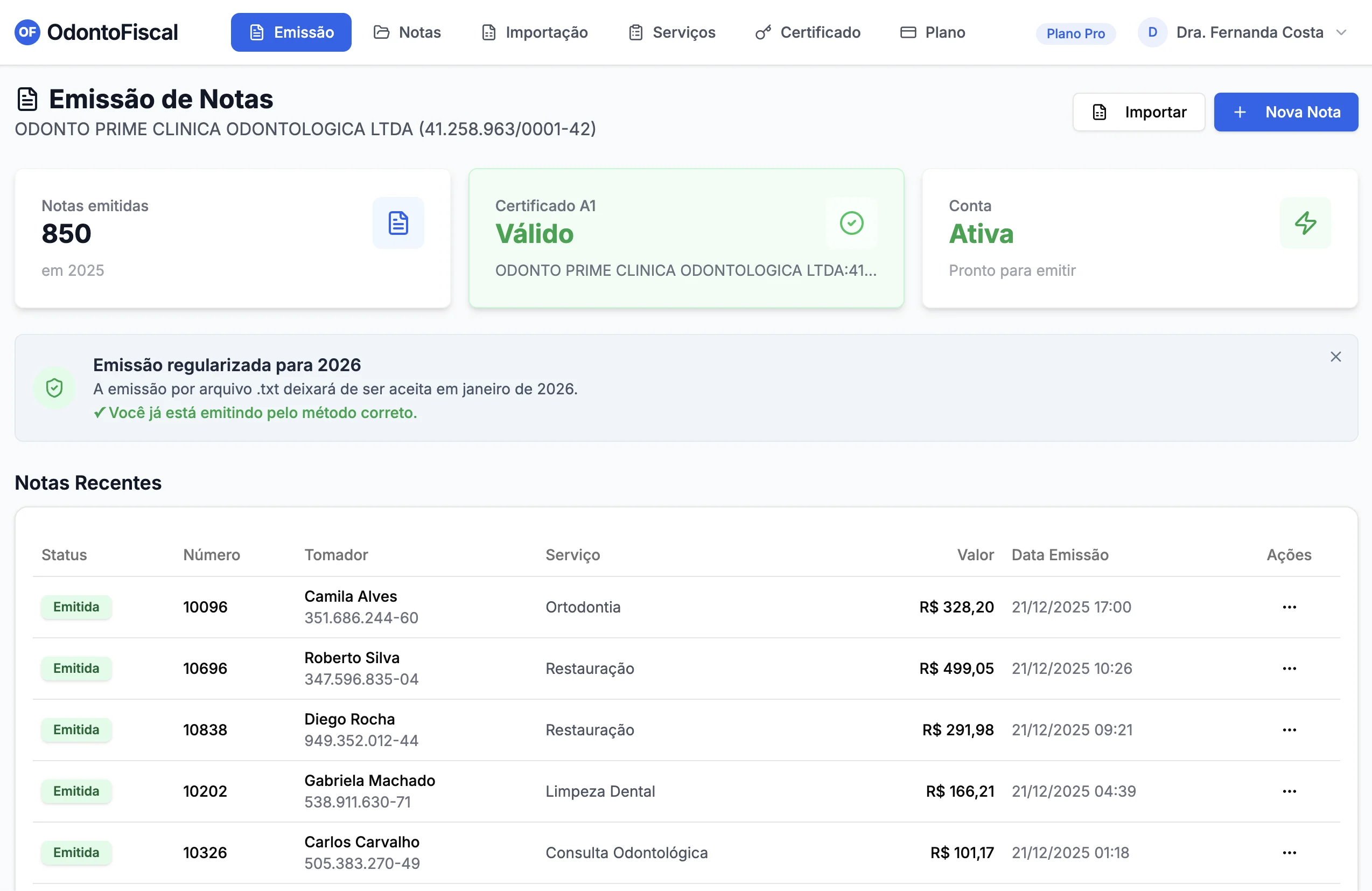 OdontoFiscal Dashboard